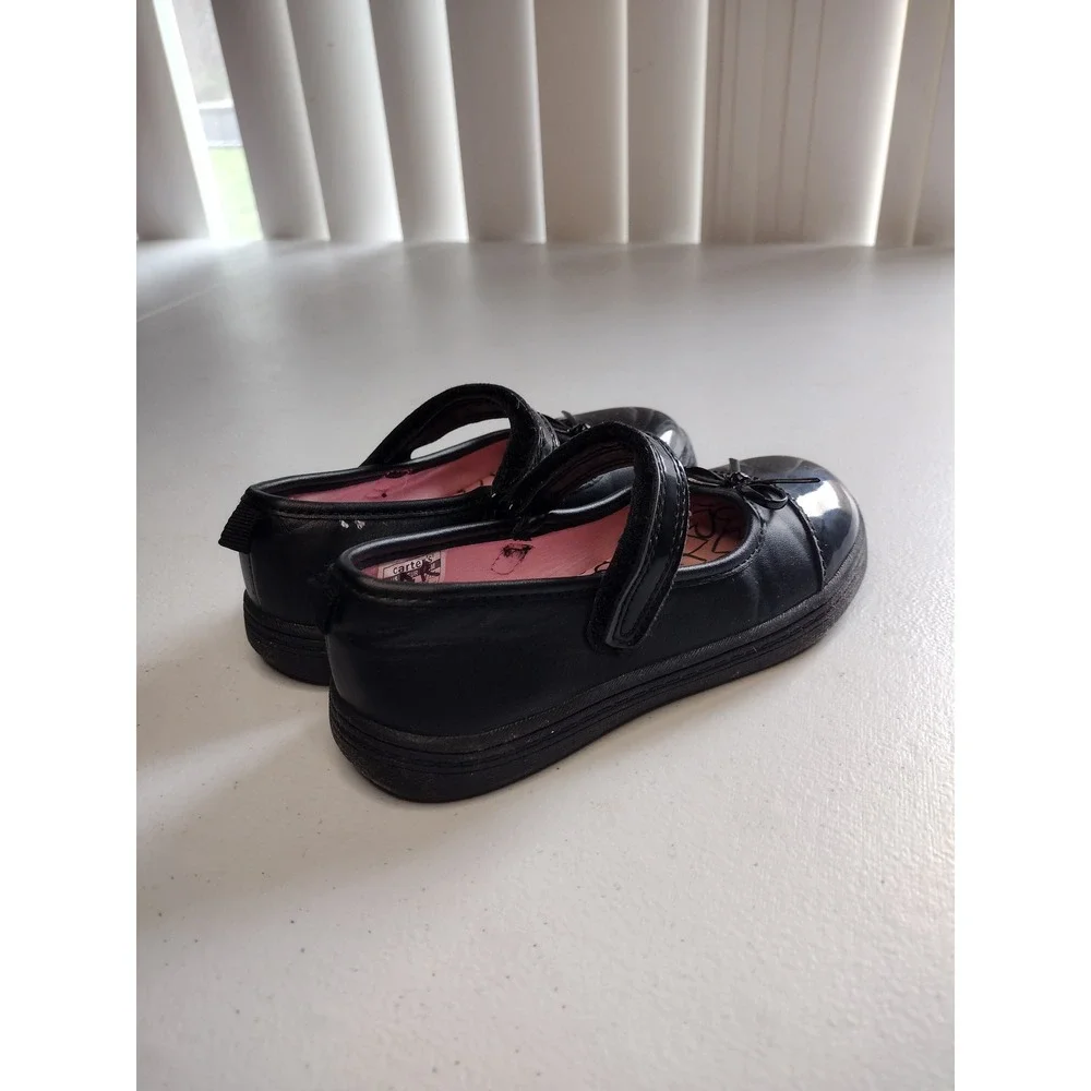 Carters Girls Black‎ Mary Jane Flats Patent Toe Bow School Shoes Size 11 Toddler